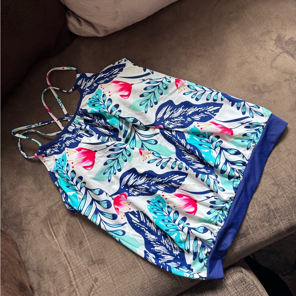 NWOT Floral Print Tank Swim Top